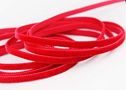 finemark 3 m x 7 mm Samtband ROT Knallrot (629 Rouge) Dekoband Velour einseitig Samt festkantig Velvet Ribbon zum nähen dekorieren von finemark