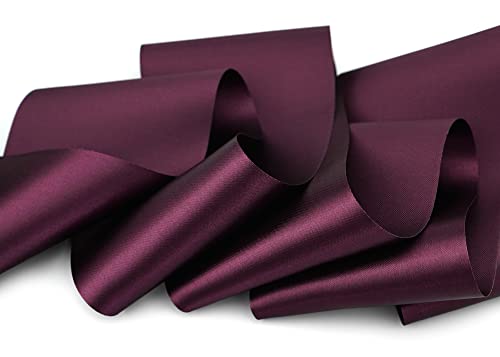 finemark 3 m x 72 mm Satinband Sophie Pflaume (610) Satin Tischband Schleifenband ohne Draht breites weiches Band Tischdekoration Tisch Deko Geschenkband mit einseitigem Glanz von finemark