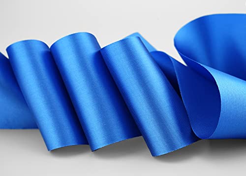 finemark 3 m x 72 mm Satinband Sophie BLAU (614) Satin Tischband Schleifenband ohne Draht breites weiches Band Tischdekoration Tisch Deko Geschenkband mit einseitigem Glanz von finemark