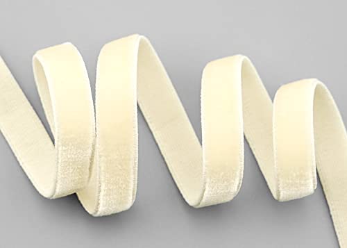 finemark 3 m x 9 mm Elastisches Samtband Creme (612) Velour extrem dehnbar einseitig Samt 20% Elasthan zum nähen von finemark