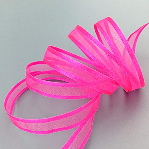 finemark 50 m x 10 mm Chiffonband mit Satin Kante PINK (55) Chiffon Dekoband Schleifenband Geschenkband Halbtransparent Glänzend ohne Draht Organza von finemark