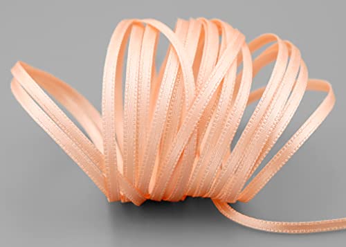 finemark 50 m x 3 mm Satinband HELL APRICOT (034) doppelseitiges Schleifenband aus Satin ohne Draht weich und glänzend Geschenkband Deko Band double face Dekoband Dekorieren Kordel Basteln von finemark