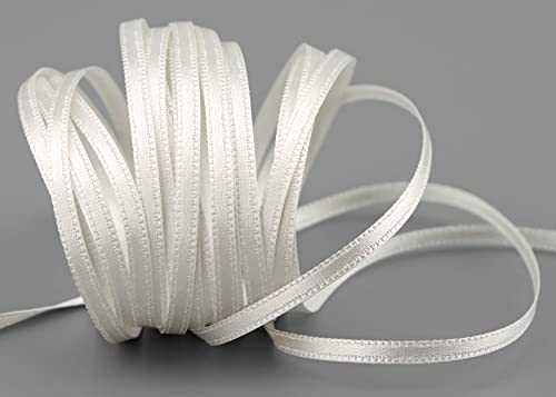 finemark 50 m x 3 mm Satinband IVORY Milchweiss (804) doppelseitiges Schleifenband aus Satin ohne Draht weich und glänzend Geschenkband Deko Band double face Dekoband Dekorieren Kordel Basteln von finemark