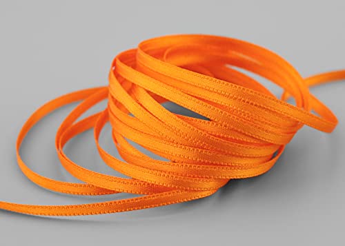 finemark 50 m x 3 mm Satinband ORANGE (620) doppelseitiges Schleifenband aus Satin ohne Draht weich und glänzend Geschenkband Deko Band Double face Dekoband Dekorieren Kordel Basteln von finemark