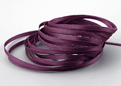 finemark 50 m x 3 mm Satinband Pflaume Lila (118) doppelseitiges Schleifenband aus Satin ohne Draht weich und glänzend Geschenkband Deko Band double face Dekoband Dekorieren Kordel Basteln von finemark