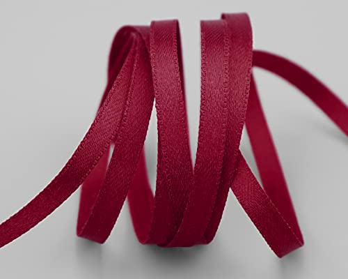 finemark 50 m x 6 mm Satinband BORDEAUX Weinrot (619) doppelseitiges Schleifenband aus Satin ohne Draht weich und glänzend Geschenkband Deko Band double face Dekoband Dekorieren Kordel Basteln von finemark