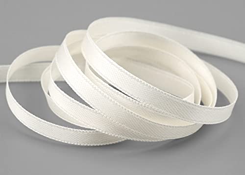 finemark 50 m x 6 mm Satinband IVORY Milchweiss (804) doppelseitiges Schleifenband aus Satin ohne Draht weich und glänzend Geschenkband Deko Band double face Dekoband Dekorieren Kordel Basteln von finemark