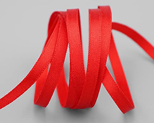 finemark 50 m x 6 mm Satinband ROT (609) doppelseitiges Schleifenband aus Satin ohne Draht weich und glänzend Geschenkband Deko Band Double face Dekoband Dekorieren Kordel Basteln von finemark