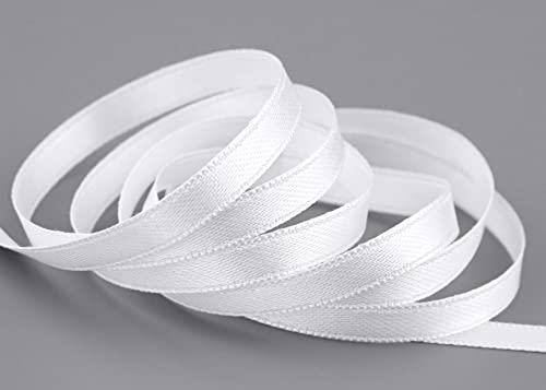 finemark 50 m x 6 mm Satinband Weiss (601) doppelseitiges Schleifenband aus Satin ohne Draht weich und glänzend Geschenkband Deko Band Double face Dekoband Dekorieren Kordel Basteln von finemark