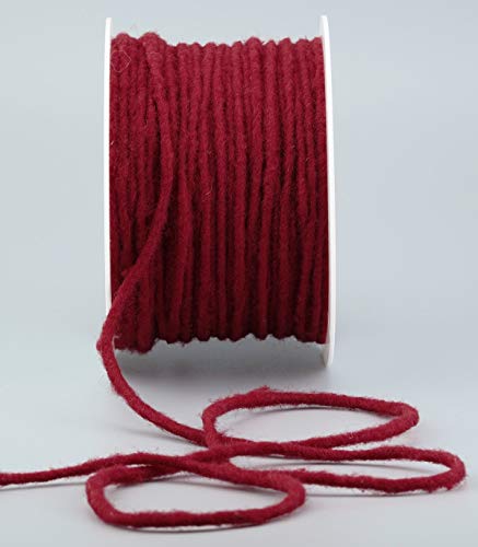 finemark 80 m x 3-4 mm Wollkordel BORDEAUX Wolldocht Kordel 100% Wolle Filzband Dekoband Schleifenband Geschenkband Filzkordel Wollschnur Wollband Bastelwolle von finemark