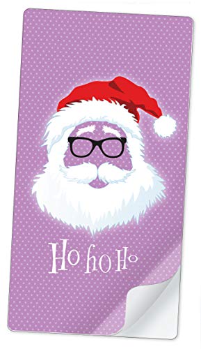 10 STICKER RECHTECKIG HIPSTER NIKOLAUS WEIHNACHTSMANN HO HO HO LILA • Etiketten Aufkleber Weihnachten Geschenkverpackung Verpackung Banderole • 96 mm x 50,8 mm, matt von fioniony