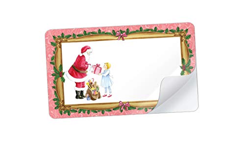 21 STICKER RECHTECKIG ROSA NOSTALGIE mit Nikolaus Weihnachtsmann mit Freitextfeld • Für Weihnachten, Weihnachtsgebäck, Gebäck, Weihnachtsgeschenke • Etiketten Format: 63,5 mm x 38,1 mm, matt von fioniony