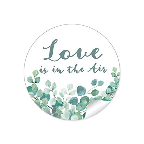 24 STICKER Hochzeit LOVE IS IN THE AIR • EUKALYPTUS ZWEIGE GRÜN MINT WEIß • Gastgeschenke Seifenblasen Verpackungen zur Hochzeit Tischdeko Selbstgemachtes u.v.m.• 4cm rund matt von fioniony