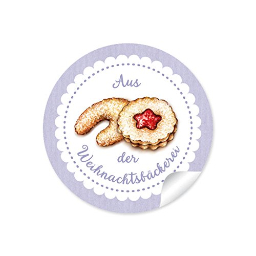 24 STICKER: "Aus der Weihnachtsbäckerei" 24 Edle Etiketten im "Retro-Vintage-Style" Weihnachtsplätzchen • für selbst gemachte Kekse zu Weihnachten • Aufkleber im Format 4 cm, rund, matt in Lila von fioniony