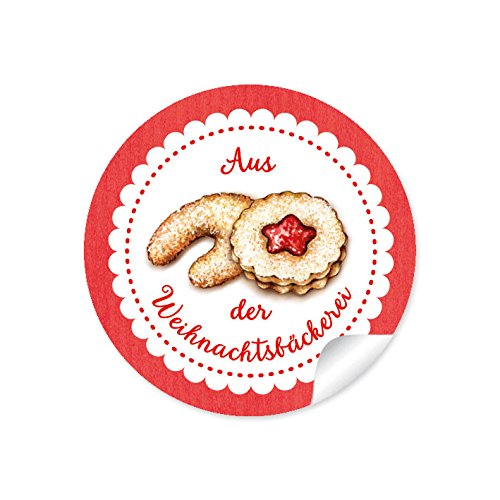 24 STICKER: "Aus der Weihnachtsbäckerei" 24 Edle Etiketten im "Retro-Vintage-Style" Weihnachtsplätzchen • für selbst gemachte Kekse zu Weihnachten • Aufkleber im Format 4 cm, rund, matt in Rot von fioniony