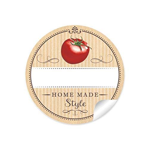 48 Sticker. Schöne Etiketten Für Die Küche in Natur Mit TomateHome Made Style Mit Freitextfeld Für Soÿen Sorte 4 Cm, Rund, Matt Für Selbstgemachte Tomatensoÿe, Saucen, Glasflaschen von fioniony