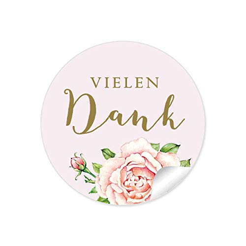 72 Sticker VIELEN DANK ROSENMOTIV GRÜN ROSA LILA, Hochzeit Wedding Taufe Kommunion Konfirmation Taschentücher Taschentuchverpackung Gastgeschenke, Papieraufkleber 4 cm, rund, matt von fioniony