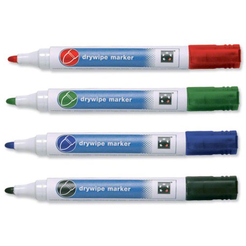 First4magnets Vier Verschiedene trocken wischen Whiteboard-Marker Pen Pack-2mm Bullet Tip-Home & Büro, Metall, Silver, 25 x 10 x 3 cm von first4magnets