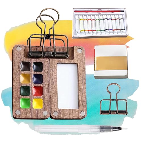 Pocket Watercolor Set, Pocket Artist Travel Set, Travel Watercolor Set of 8 & 15, Professional Watercolor Paint Set for Watercolorists & Plein Air Artists, Travel Paint Palette with Clip (8co-1set) von fjaldjfu