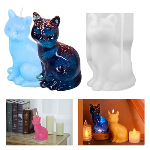 Katze Gießen Silikonform, Katze Silikon Kerzenform, Tier Silikon Gießform, Katze Kerzenform zum Gießen 3D Kätzchen Seifenform, Epoxidharz Tierformen, Tier Kerzenformen, Gießharzformen für Katzen 02 von flewfun