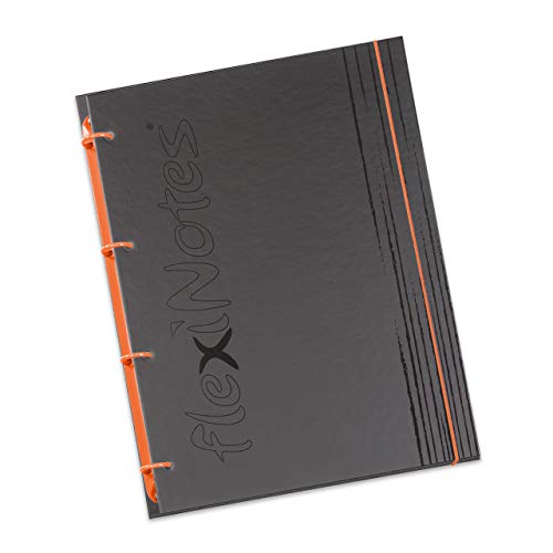 flexiNotes NOTIZBUCH A4, Typ: fN Black, Orange, 75 Blatt kariert - Ring S von flexiNotes