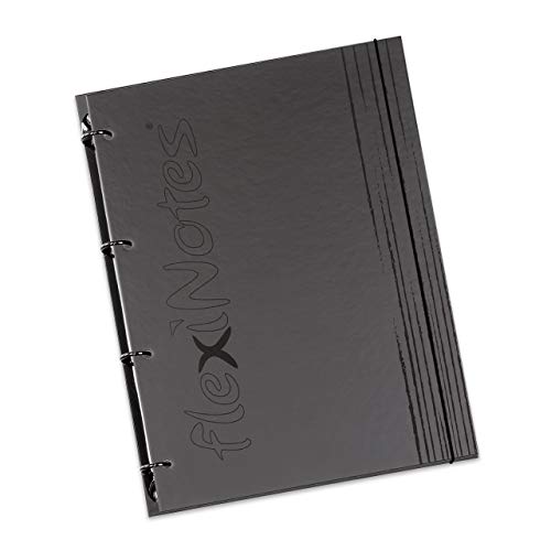 flexiNotes NOTIZBUCH A4, Typ: fN Black, Schwarz, 75 Blatt kariert - Ring S von flexiNotes