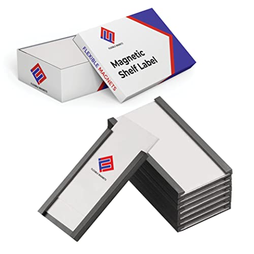 Magnetische Regaletikettenhalter - C-Kanal - Magnetstreifen mit Schutzfolien - Etiketten für Regal-Organisation - 2,5 cm x 7,6 cm (50) von flexible magnets