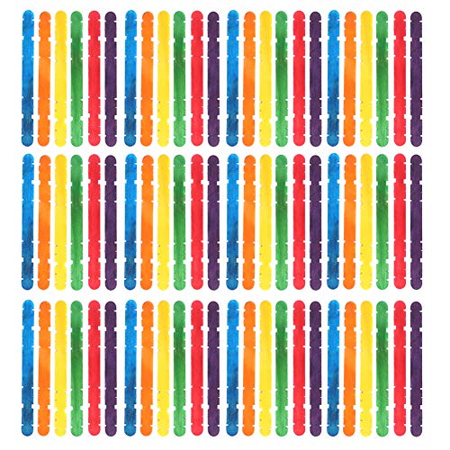 FLEXMAN 150 Stück Farbige Eisstiele, Holz, Bunte Sägezahn Eisstiele aus Holz, Regenbogen Eisstiele für Gruppenaktivitäten, Verwendung Im Klassenzimmer, Scouting Prozess von flexman