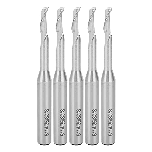 FLEXMAN 5PCS 5 X 80mm CNC Fräsmaschine Gravur Bit Fräser, Wolfram Stahl Endmill Fräser, Spiral Mehrzweck Router Bits für Carving Gravur von flexman