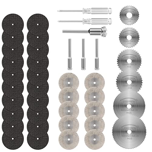 Flintronic Schneidräder, 43Pcs Sägeblatt, Kreissägeblatt , Trennscheiben Set für Dremel Zubehoer für Holz, Plastik, Aluminium und Dünnen Blech Multitool Werkzeug Repair Tool Kit, Rotationswerkzeuge von flintronic