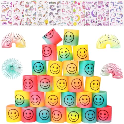 flintronic 30 Stück Regenbogenspirale Springs Magic Rainbow Puzzle, Mitgebsel Kindergeburtstag Gastgeschenke, Regenbogenspirale für Kinder, Give Aways Kindergeburtstag von flintronic