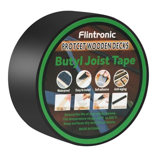 flintronic Dach Reparaturband, 5cm(w) x 15m(L) Bitumenband Selbstklebend, Reparaturband, Wasserdichtes Butyl Klebeband, Gaffer & Duct-Klebeband, Dachband Dichtband, für Deck Dachabdichtung(Schwarz) von flintronic