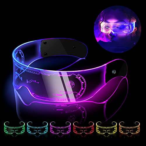 flintronic Cyberpunk LED Brille, LED Leuchtende Brille, Funny Brille, Festival Cool Stuff für Cyberpunk Cosplay, Bar, Club, Partybrille von flintronic