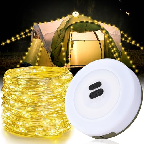 flintronic Lichterkette Campingleuchte Camping Lichterkette, 2-in-1 USB Wiederaufladbare Outdoor-Lichterkette (10m), Campinglampe, Tragbare Camping-Lichter für Outdoor Camping Hof Dekor von flintronic