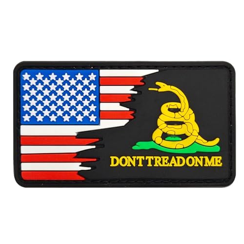 Flipfit Aufnäher "Don't Tread On Me", PVC, USA-Flagge, mit Haken und Schlaufe, schönes Zubehör für Rucksäcke, Westen, Jacken, Jeans, Hüte, Schwarz von flipfit