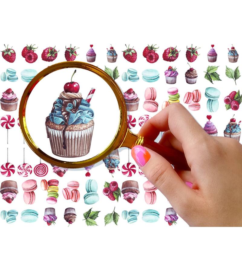 Nagelaufkleber | 5 Blatt Leckeres Desserts Leckereien Cupcakes Lollipops Macaroons Flonz 101-237 von flonz