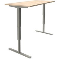 fm Sidney elektrisch höhenverstellbarer Schreibtisch akazie rechteckig, T-Fuß-Gestell silber 180,0 x 80,0 cm von fm