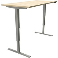 fm Sidney elektrisch höhenverstellbarer Schreibtisch königsahorn rechteckig, T-Fuß-Gestell silber 180,0 x 80,0 cm von fm