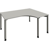 fm Sidney höhenverstellbarer Schreibtisch lichtgrau Bogenform, 4-Fuß-Gestell Rundrohr silber 160,0 x 80,0 cm von fm