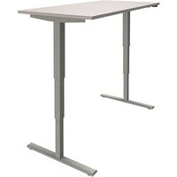 fm Sidney elektrisch höhenverstellbarer Schreibtisch lichtgrau rechteckig, T-Fuß-Gestell silber 160,0 x 80,0 cm von fm