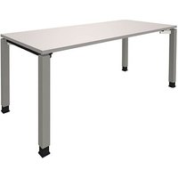 fm Sidney höhenverstellbarer Schreibtisch lichtgrau rechteckig, 4-Fuß-Gestell Quadratrohr silber 180,0 x 80,0 cm von fm