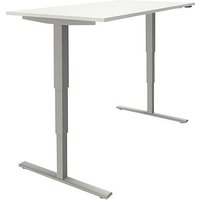 fm Sidney elektrisch höhenverstellbarer Schreibtisch weiß rechteckig, T-Fuß-Gestell silber 160,0 x 80,0 cm von fm