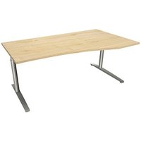 fm fastline höhenverstellbarer Schreibtisch königsahorn Bogenform, C-Fuß-Gestell silber 180,0 x 80,0/100,0 cm von fm