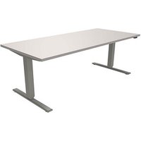 fm fastline elektrisch höhenverstellbarer Schreibtisch lichtgrau rechteckig, T-Fuß-Gestell silber 180,0 x 80,0 cm von fm