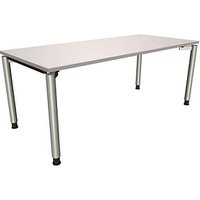 fm fastline höhenverstellbarer Schreibtisch lichtgrau rechteckig, 4-Fuß-Gestell silber 180,0 x 80,0 cm von fm