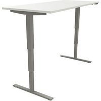 fm fastline elektrisch höhenverstellbarer Schreibtisch weiß rechteckig, T-Fuß-Gestell silber 180,0 x 80,0 cm von fm