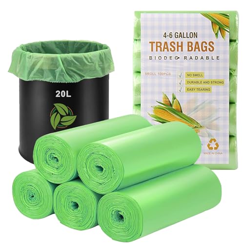 100 Stück Bio Müllbeutel 20L, Kompostierbare Biomüllbeutel Bio Beutel 4-6 Gal, Recycled Thick, Biodegradable, Compostable, For Food/Household/Garden，50x60cm (Grün) von folaoerrr