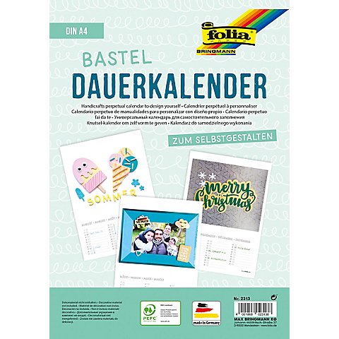 folia Bastel-Dauerkalender, weiß, 21 x 29,7 cm, 1 Stück von folia (Bringmann)