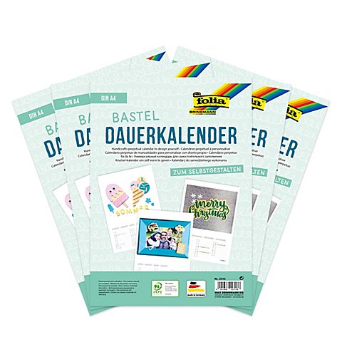 folia Bastel-Dauerkalender, weiß, 21 x 29,7 cm, 5 Stück von folia (Bringmann)