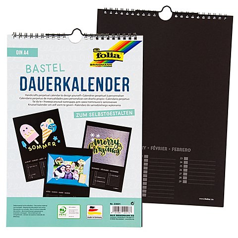 folia Dauerkalender, schwarz, 21 x 29,7 cm von folia (Bringmann)